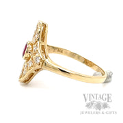 Pierced Ruby and Diamond Accentced 14k Gold Ring Side View