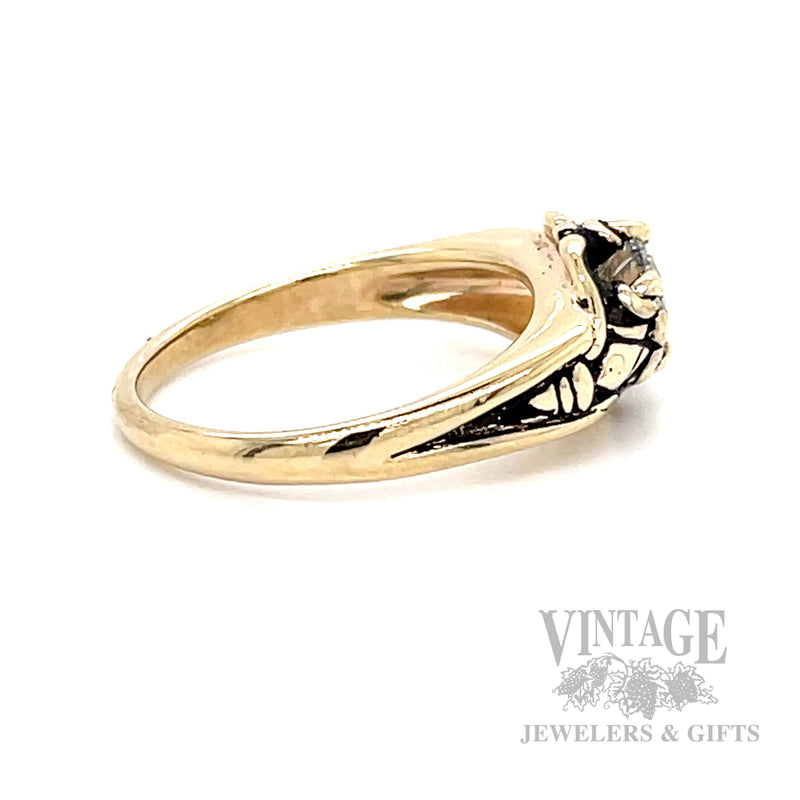 Vintage .75 Carat Natural Diamond 14k Gold Ring Side View