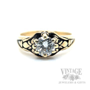 Vintage .75 Carat Natural Diamond 14k Gold Ring Front Detailed View