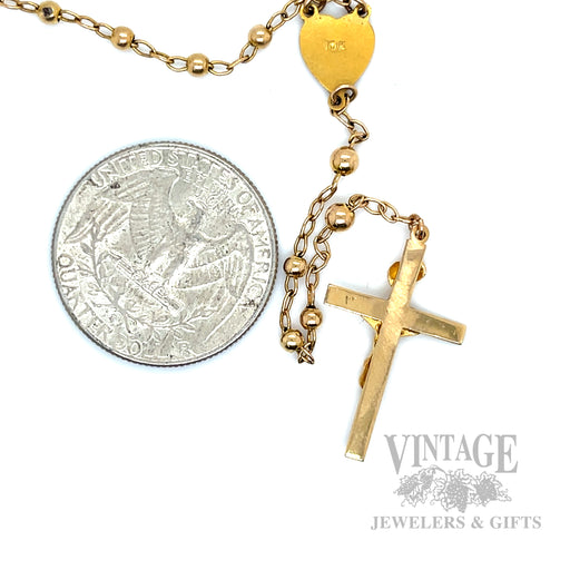 20" 10k Gold Rosary Necklace Back and Scale View