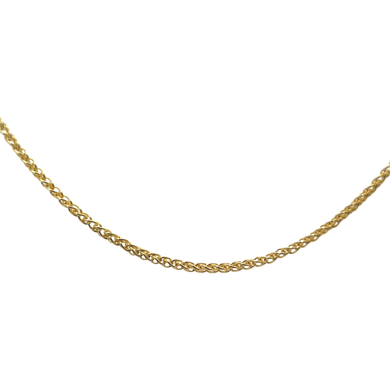 18” Wheat Chain 14k Gold 1.25 mm Necklace Detailed View