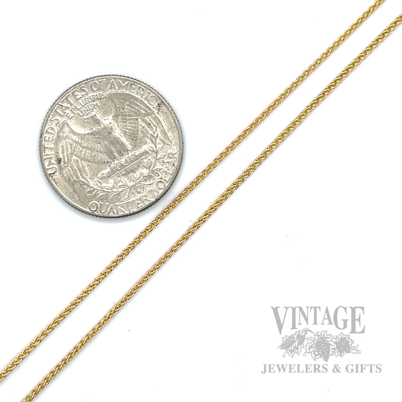 18” Wheat Chain 14k Gold 1.25 mm Necklace Scale View