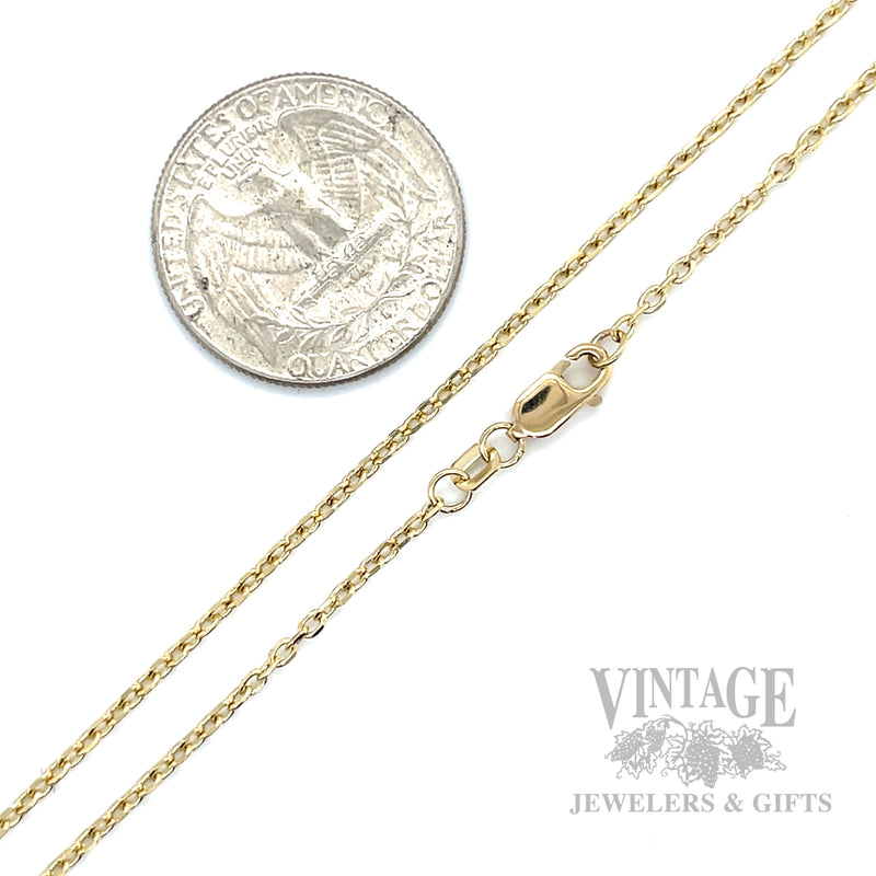 18" 14k Gold 1.8 mm Diamond Cut Cable Chain Necklace Scale View