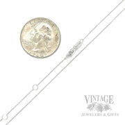 18" Adjustable Cable Chain 14k White Gold Necklace Scale and Clasp View