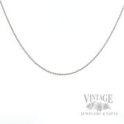 18" Adjustable Cable Chain 14k White Gold Necklace Front View