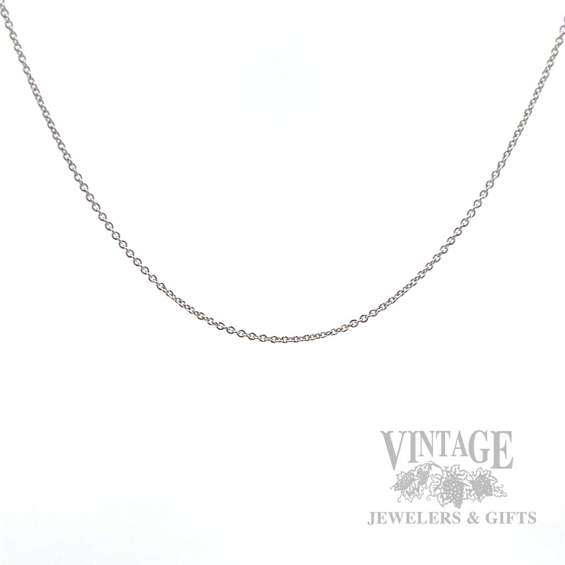 18" Adjustable Cable Chain 14k White Gold Necklace Front View
