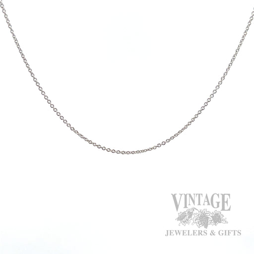 18" Adjustable Cable Chain 14k White Gold Necklace Front View
