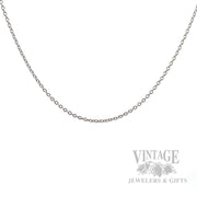 18" 1.3 mm Cable Chain 14k White Gold Necklace Front View