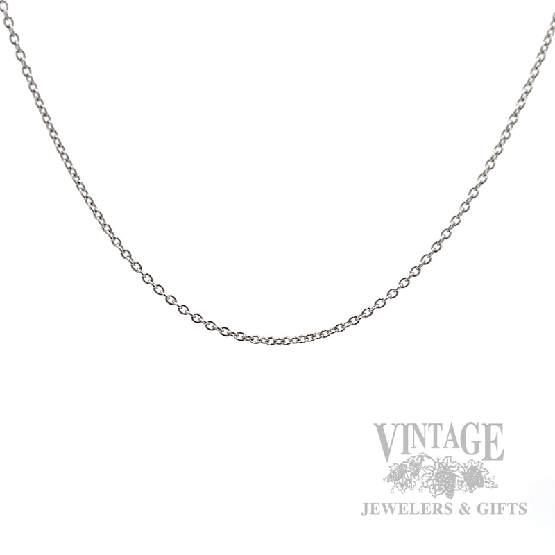 18" 1.3 mm Cable Chain 14k White Gold Necklace Front View
