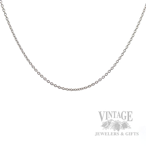 18" 1.3 mm Cable Chain 14k White Gold Necklace Front View