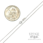 18" 1.3 mm Cable Chain 14k White Gold Necklace Clasp and Scale View