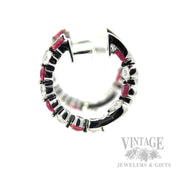 Inside Out Ruby and Diamond 14k White Gold Hoop Earrings Side View