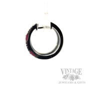 Checkerboard Ruby and Diamond 14k White Gold Hoop Earrings Side View