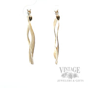 Hammered Rustic 14k Gold Hoop Earrings Front View