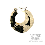 Hammered Rustic 14k Gold Hoop Earrings Side View