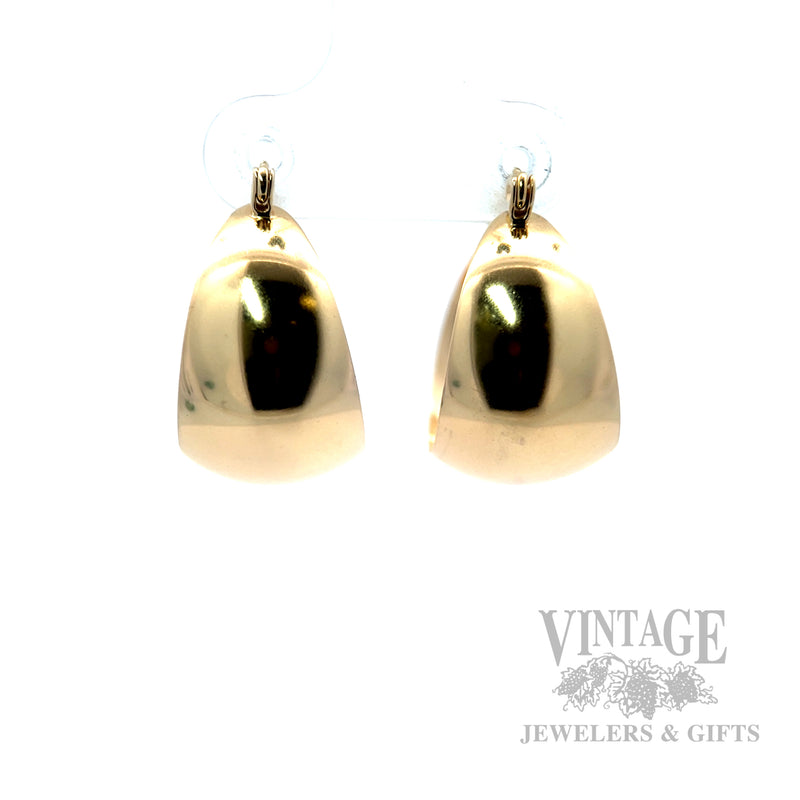 Domed 14k Gold Hoop Earrings Front View