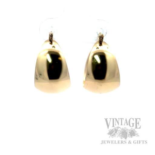 Domed 14k Gold Hoop Earrings Front View