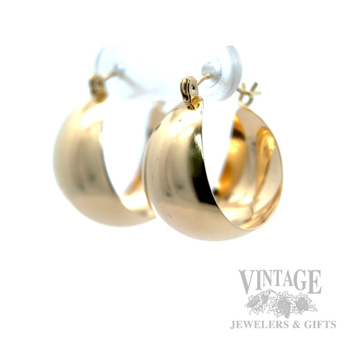 Domed 14k Gold Hoop Earrings Side View