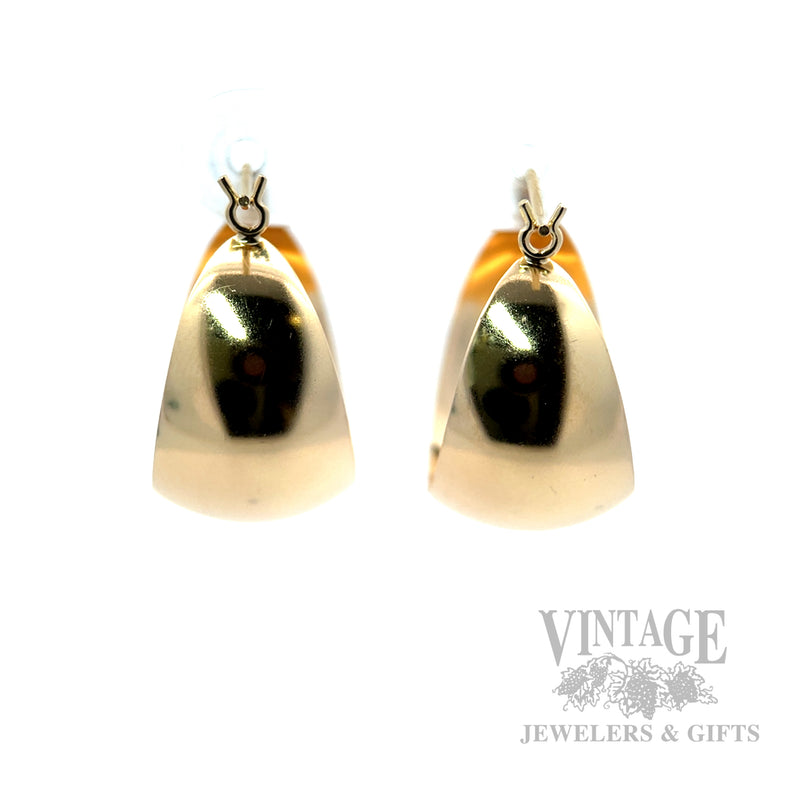 Domed 14k Gold Hoop Earrings Back View