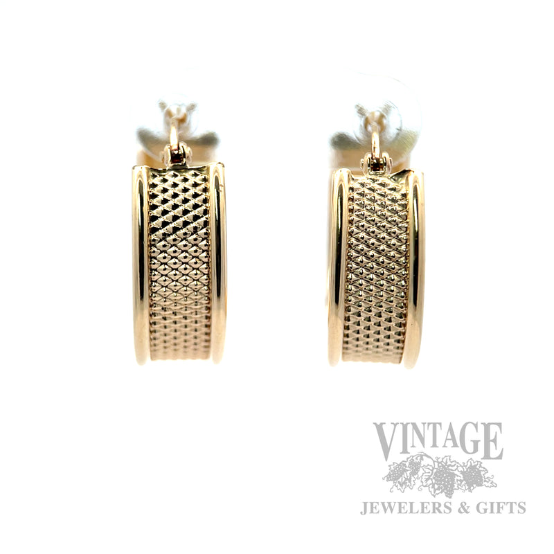 Embossed 14k Gold Hoop Earrings
