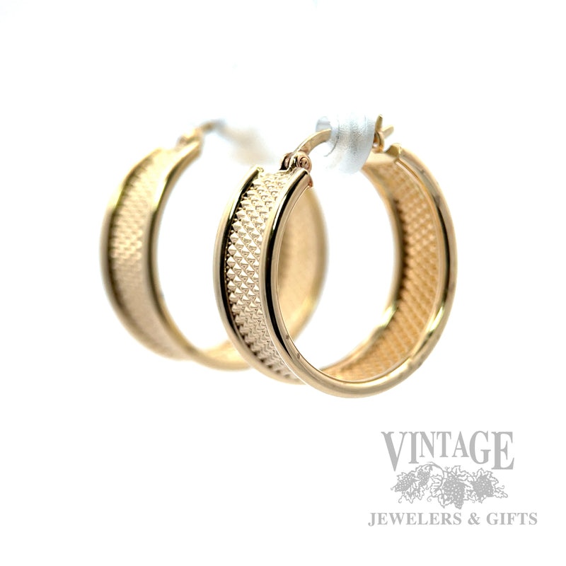 Embossed 14k Gold Hoop Earrings