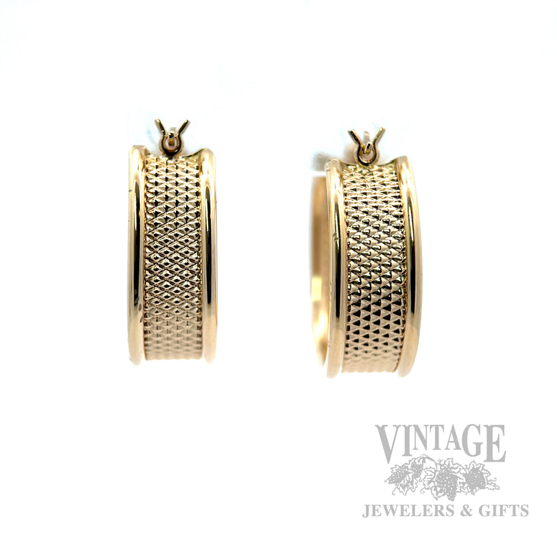 Embossed 14k Gold Hoop Earrings