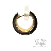 Debossed Dual Textured Huggie 14k Gold Earrings Side View