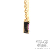 18" Pink Sapphire Diamond Accented Bar 14k Gold Necklace Side View