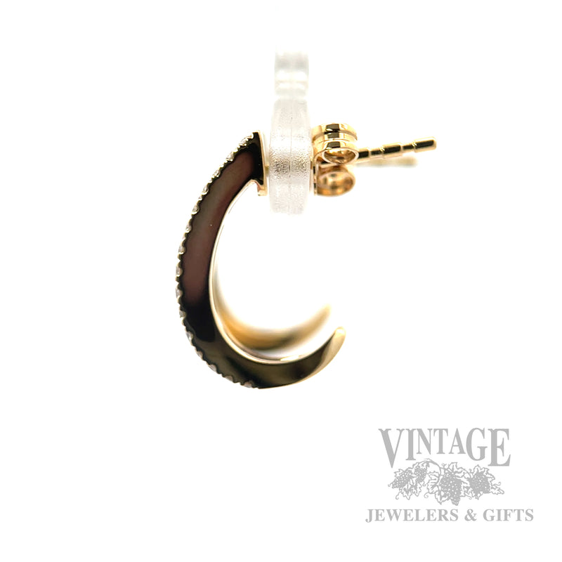 Pink Sapphire Diamond Accented 14k Gold J-Hoop Earrings Side View