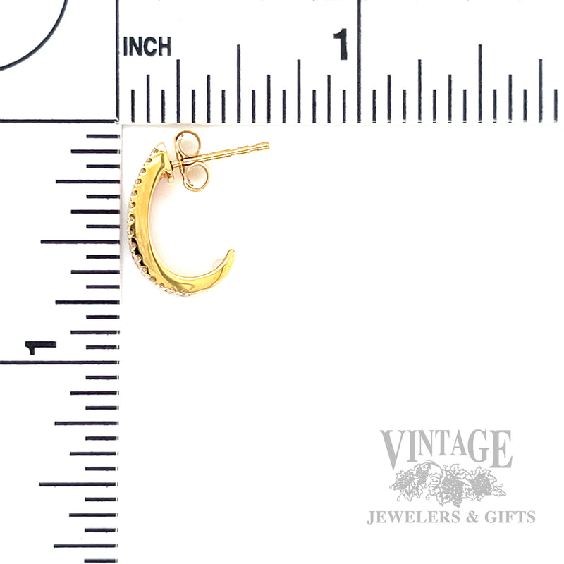 Pink Sapphire Diamond Accented 14k Gold J-Hoop Earrings