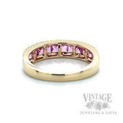 Pink Sapphire Diamond Accented 14k Gold Ring Back View
