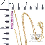 18" Pink Sapphire Diamond Accented Bar 14k Gold Necklace Scale View