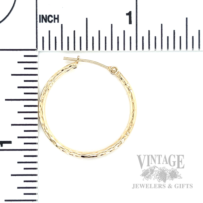 Hammered Texture 14k Gold Hoop Earrings