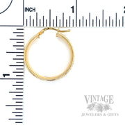 Engraved Hoop 14k Gold Earrings Scale View