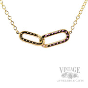 Linked Pink Sapphire and Diamond 14k Gold Necklace Back View