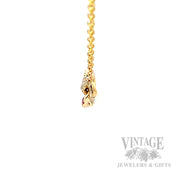 Linked Pink Sapphire and Diamond 14k Gold Necklace Side View