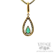 Sitting Emerald and Diamond Accented 14k Gold Pendant Back View