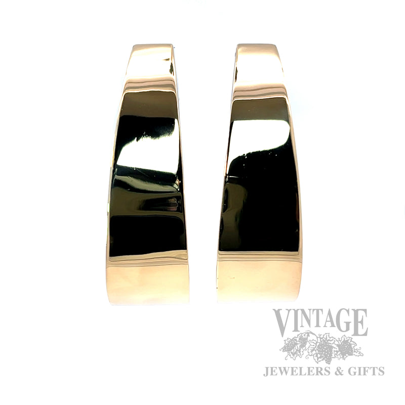 Tapered Hoop 18k Gold Earrings Front View