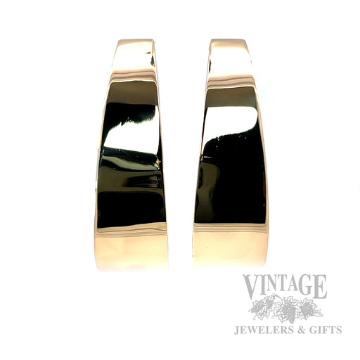 Tapered Hoop 18k Gold Earrings Front View