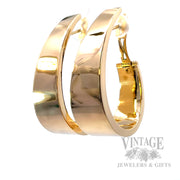 Tapered Hoop 18k Gold Earrings Perspective View