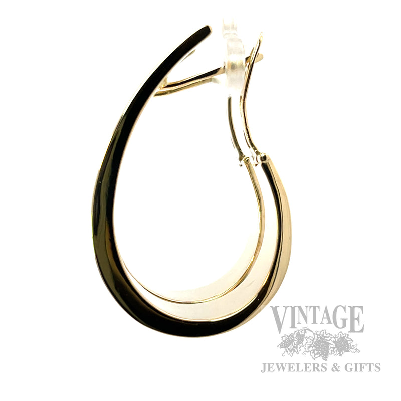 Tapered Hoop 18k Gold Earrings Side View