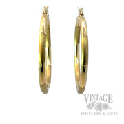 Dual Textured Hoop 10k Gold Earrings Front View