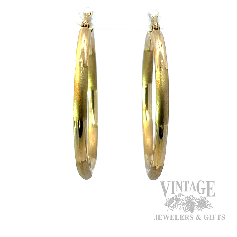 Dual Textured Hoop 10k Gold Earrings Front View