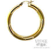 Dual Textured Hoop 10k Gold Earrings Side View