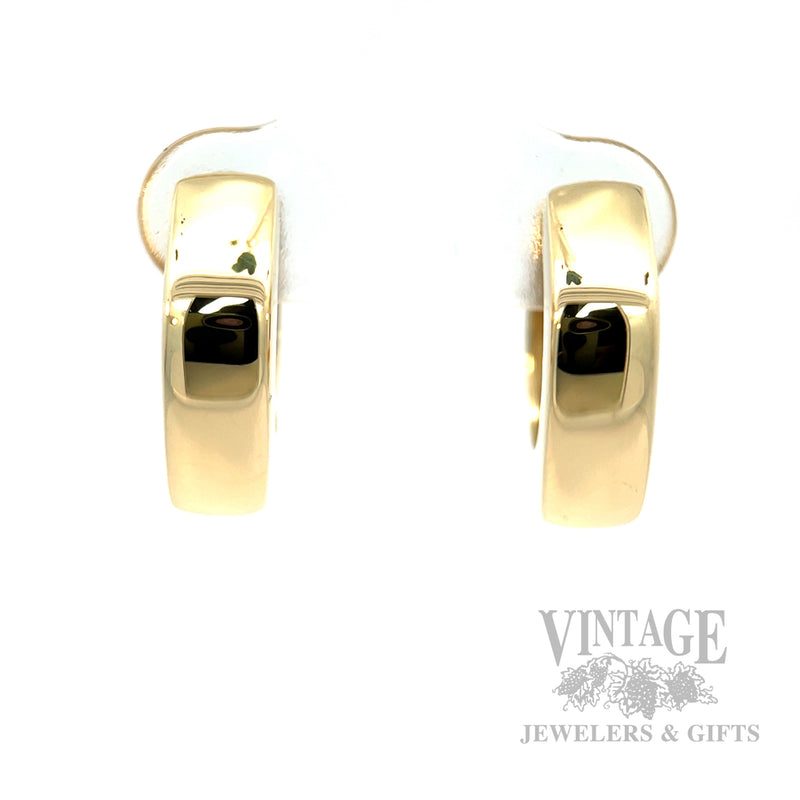Squared Hoop 14k Gold Earrings Front View