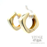 Squared Hoop 14k Gold Earrings Perspective View