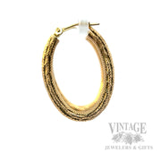 Stippled Diamond Cut Hoop 14k Gold Earrings Side View