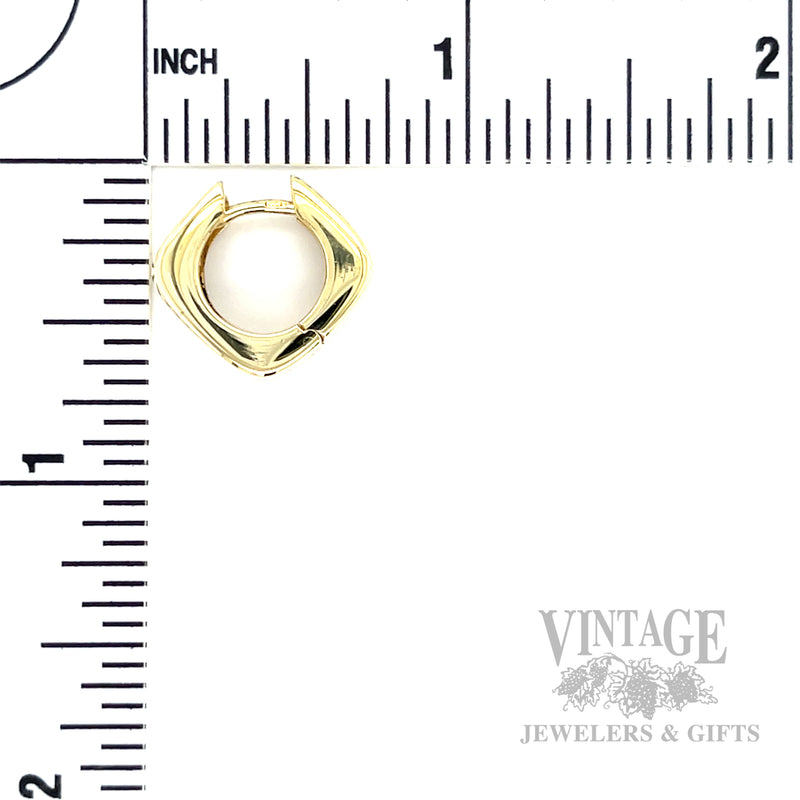 Squared Hoop 14k Gold Earrings Scale View