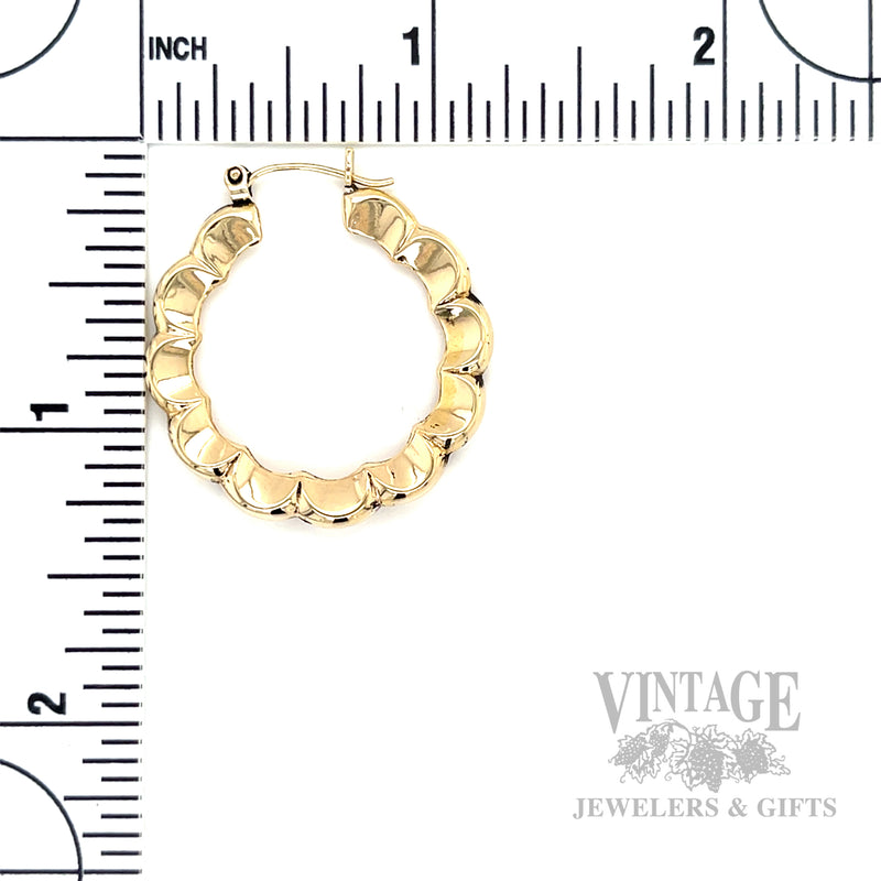 Petal Hoop 14k Gold Earrings Scale View