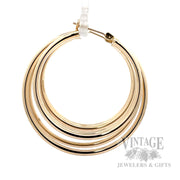 Triple Hoop 14k Gold Earrings Side View